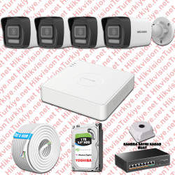 Hikvision 04 İp Kameralı 4mp Hibrit Colorvu Kamera Seti